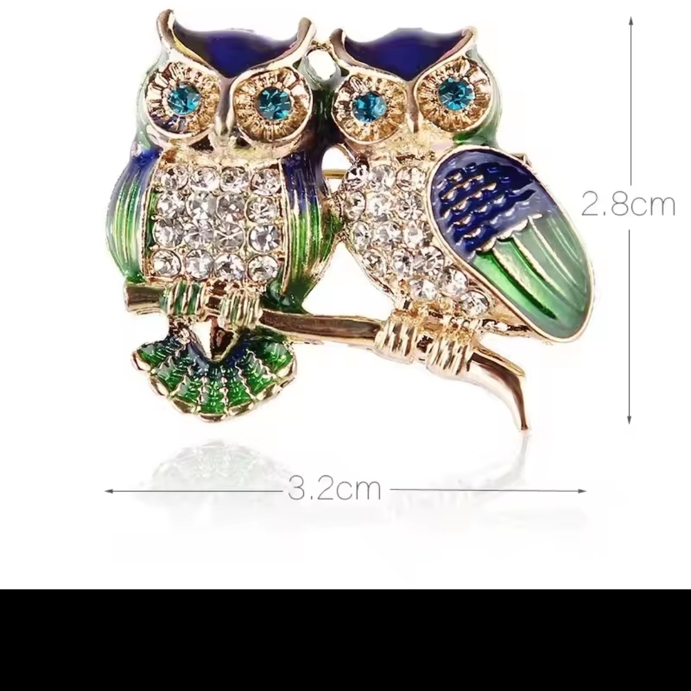 Price Dropped   STAINLESS STEEL Elegant Owl Brooch with Crystals
